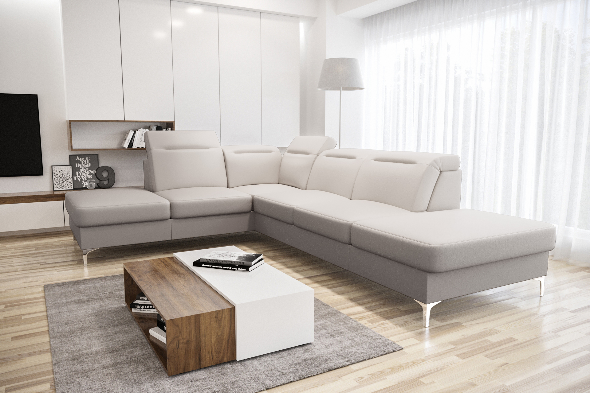 Oslo Ecksofa Echtleder L-1